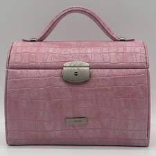 Windrose Leder Schmuck Koffer Kasten Kästchen Rosa Abschließbar Neuwertig