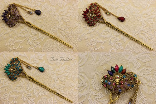Haarstab haarnadel strass herz - haarnadel,