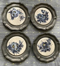 4x Zinn und Porzellan Teller