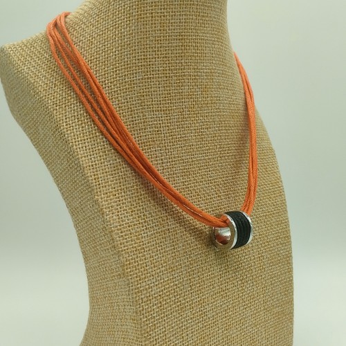 Halskette kunstleder orange - kunstleder,