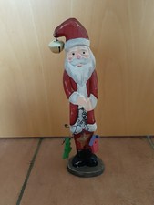 Weihnachtsmann Figur mit versch. Anhängern/Glöckchen,Holz, 30cm hoch gebraucht