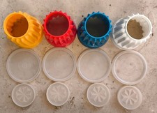 Tupperware Puddingform, Wackelpudding, Götterspeise Sturzform Rot-Blau-Gelb-Weiß