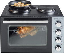 Kleinküche Schwarz Mini Backofen mit 2 Kochfelder 3200W 230°C - Bestron AOV31CP