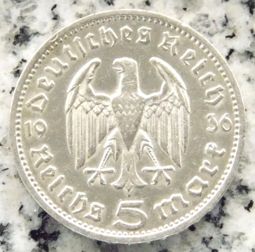 Silbermünze reichsmark 1936 - silbermünze, 5