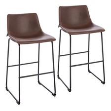 B-Ware SVITA JOHN 2-er Set Barhocker Barstuhl Rückenlehne Retro Kunstleder Braun