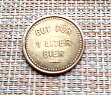 sehr alte 1 Liter Biermarke um 1938  ARETIN BRAUEREI ALDERSBACH   Messing