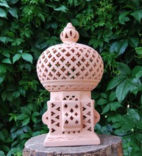 schöne Windlicht Lampe Laterne Terracotta Terrakotta  Garten Licht Kerzenhalter 