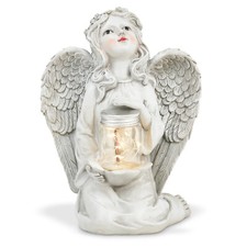 Garten Ornament Solar Fee Engel Cherub Statue Laterne Dekoration Terrasse Teich
