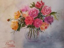 Aquarell Bild Rosen bunte