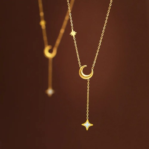 Damen halskette stern - damen, mond