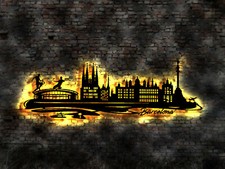 3D LED Deko Skyline Barcelona Spanien  Aufkleber Buch Stadtplan Führer Bild 