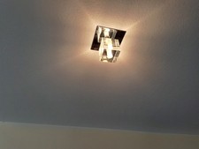 5 Halogeneinbaustrahler Brumberg, Chromsockelplatte, 20W, 12V, Leuchtglasaufsatz