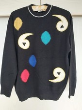 Designer Damen-Pullover von VOLKERY in Gr. 44, schwarz, Angora-Schurwolle, 90er