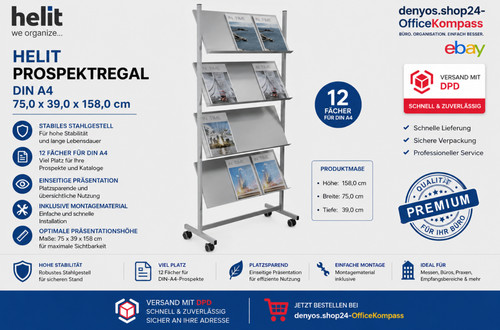 Helit prospektregal grau din - prospektregal,