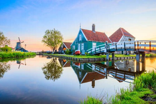 Wandbild dorf zaanse schans - dorf,