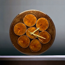 Handgefertigte  Designer Wanduhr Aus Birkenholz und Epoxidharz 35cm Uhr Unikat