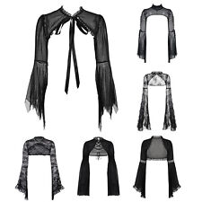Damen Crop Top Halloween Shrug Sheer Tops Steampunk Cardigan Mesh Schal Schwarz