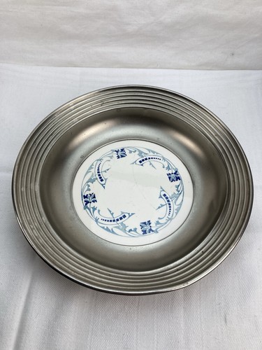 Schale antik metallrand blau - metallrand,