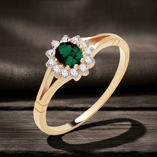 18kt Gold Smaragd Cluster Ring