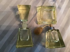 Frisiertisch Garnitur Posselt Kristall gelb uralt