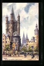 Künstler-AK Charles F. Flower: Cöln, Gross St. Martin u. Stapelhaus 