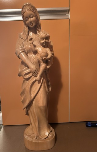 Holzfigur madonna mit kind - mit,