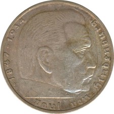 Drittes Reich 2 Mark 1937 F