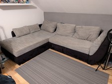 Wohnlandschaft "Taifun" mit Schlaffunktion & Bettkasten, grau/schwarz