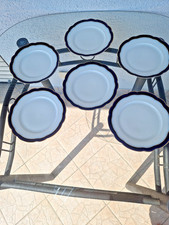 Antike 6 Teller Moritz Zdekau Altrohlau Austria MZ 1884-1909 Gold Rand Kobalt