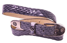 Damen Gürtel grau Leder schmal Schlangenlook 80 cm silberne Schnalle edel GH88