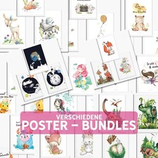 Sunnywall® Sets Poster Kinderzimmer - A4 Bilder Babyzimmer Kinderposter
