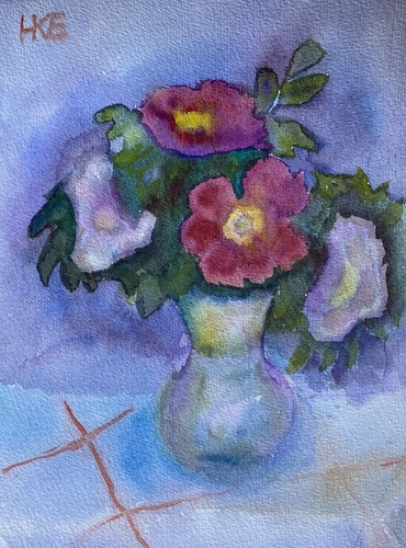 Blumenstillleben kartoffelrose - blumenstillleben,