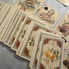 Mini Vintage Patience-Kartenspiel (52 Karten, ca. 1930–1955) – vollständig  