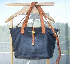 Ledertasche Hanstasche Leder Tasche Italy blau / braun