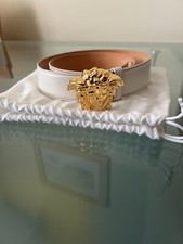 Original Versace Medusa Ledergürtel in der Farbe weiß und Größe 95 mit Rechnung