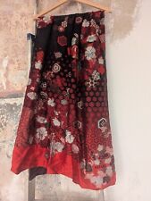 Kenzo Red Silk Ornamental Scarf