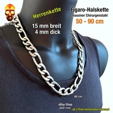 15 mm Figaro Halskette Edelstahl Biker Herren Königskette Panzerkette Skull Ring