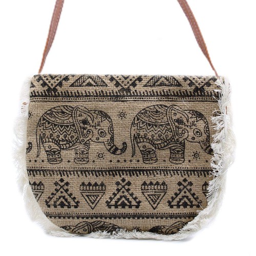 Fab fringe bag - elephant, print