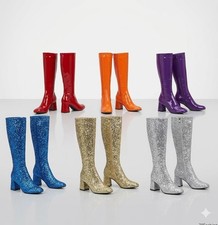 Damen 60er 70er Retro Glitzer