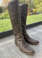 Spanische Stiefel Reitstiefel Gr 40 oliv Leder handgenäht  kniehoch innen Leder 