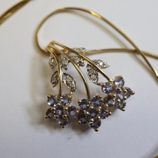 Eleganter Diamant, Tansanit Kettenanhänger mit Kette beides 585 Gold = 4,6 g