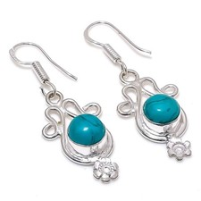 Türkis Edelstein Handmade 925 Sterlingsilber Schmuck Ohrring Sz