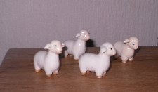 4x Schaf Lamm Figur Porzellan Skulptur  Vintage glasiert Krippenfigur  ca. 4,5cm