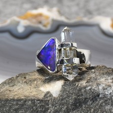 Schwarz Opal Ring, 925er