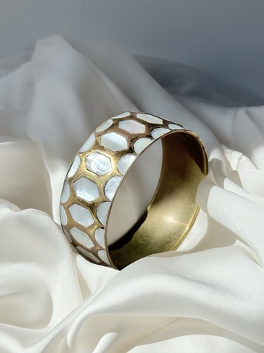 Breiter messing armreif gold - messing,