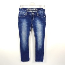 Soccx Jeans Angel Damen W29 L32 Blau Slim Straight Stretch Denim Hose Faded