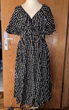C&A Maxikleid midikleid Kleid Midi schwarz gemustert xl 42 Viskose