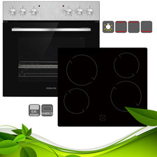 Einbau Herdset Backofen Glaskeramikkochfeld Edelstahl 65 Liter EEK A NEU OVP 