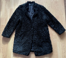 ZARA Kurzmantel Zottelfell  Gr.XS  schwarz