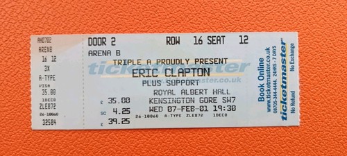 Eric clapton unused ticket - eric,